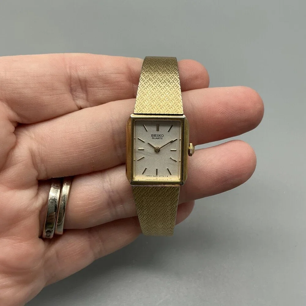 Vintage Seiko Womens Watch 17mm Champagne Dial Gold Tone 5420-5390 New Battery